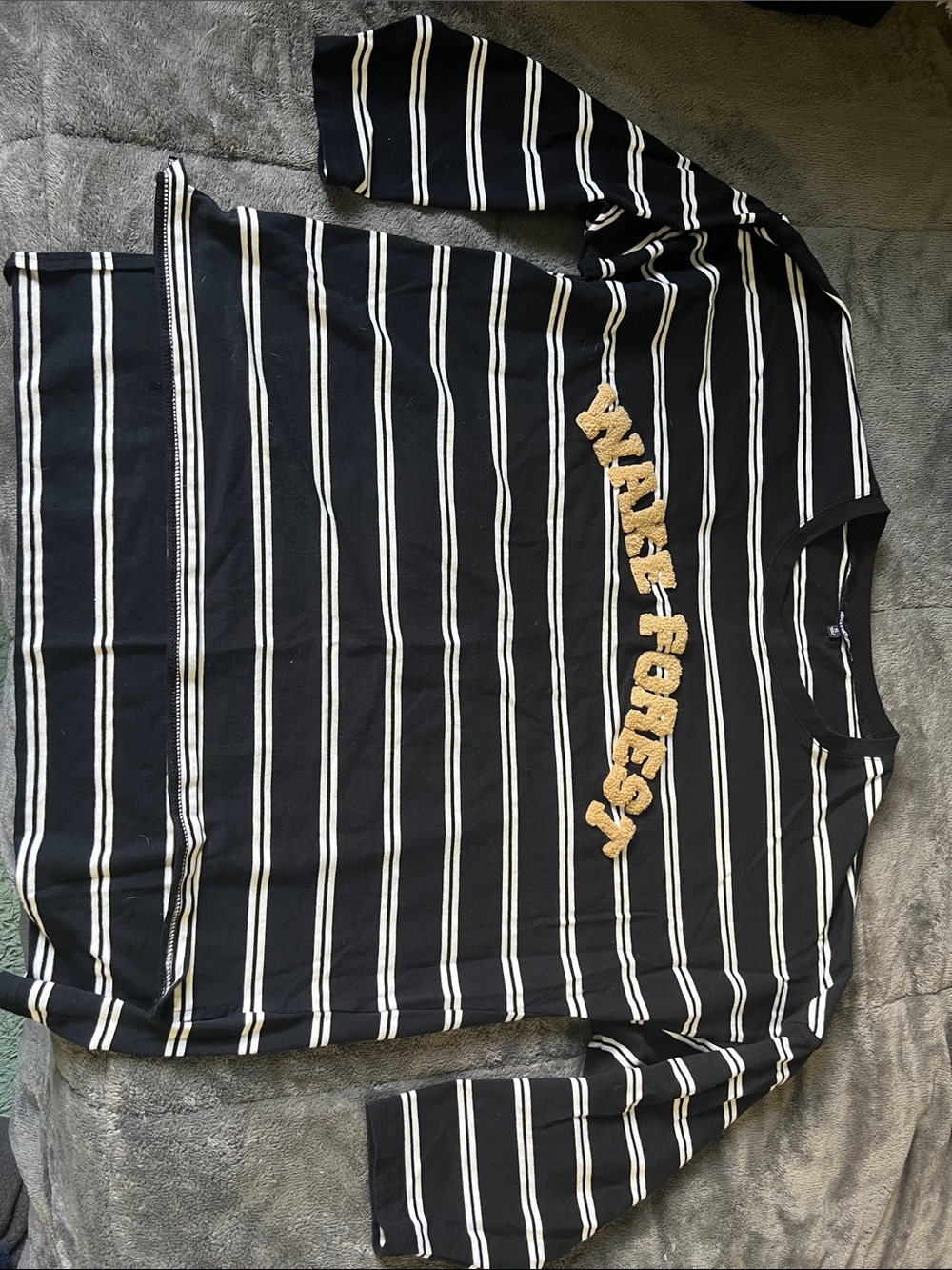 Wake Forest Black & White Striped 3/4 Sleeve Tee